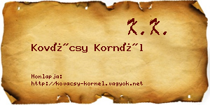 Kovácsy Kornél névjegykártya